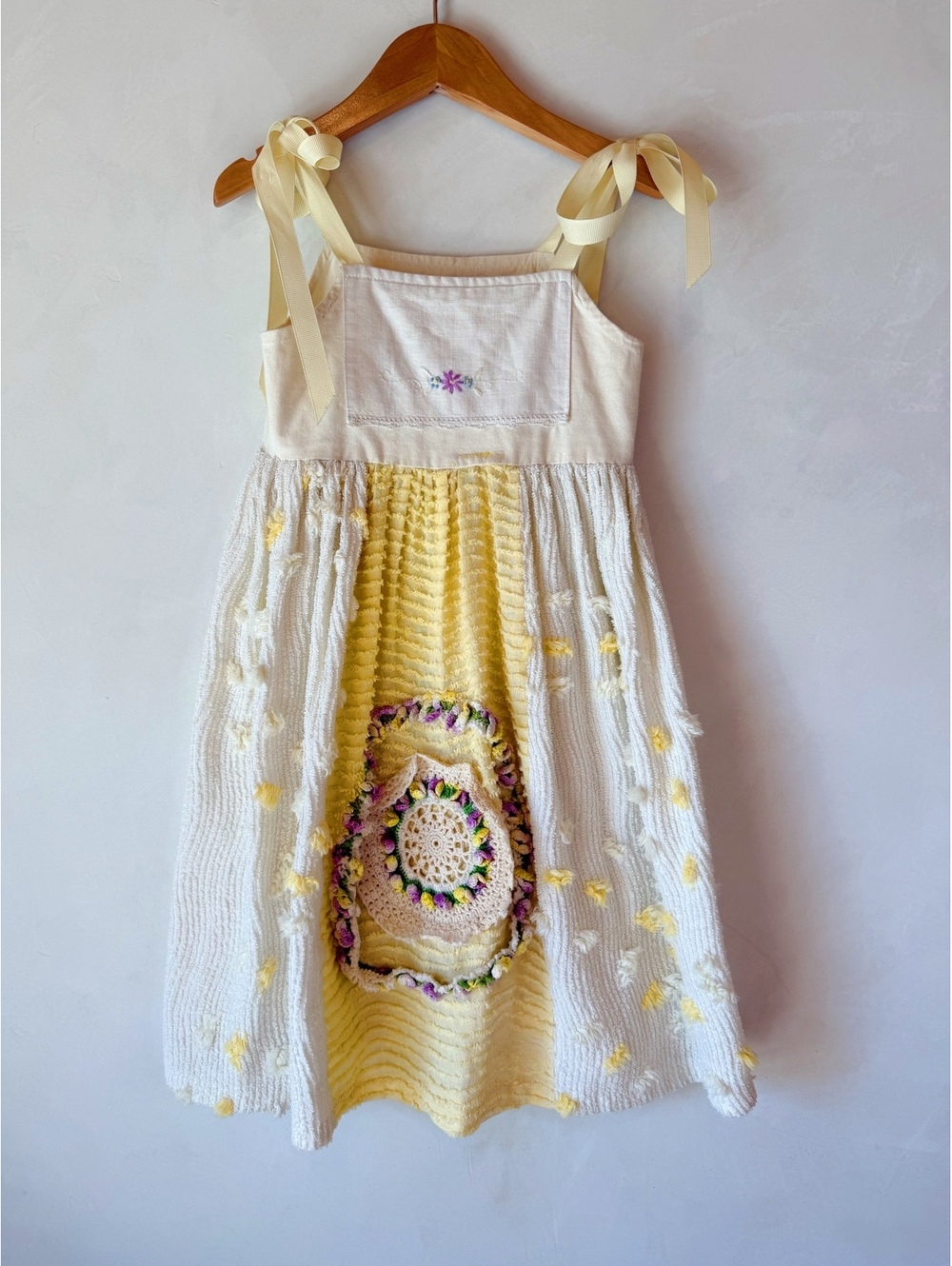 4T Girls vintage Handmade Summer Dress with Crochet and Embroidered Details